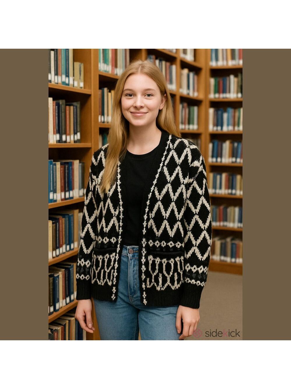 Vintage 90s Unisex Grandpa Cardigan Geometric Sweater granny teachercore